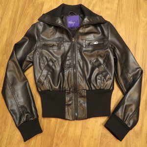 Miley Cyrus Max Azria Faux Leather Bomber Style Jacket Medium